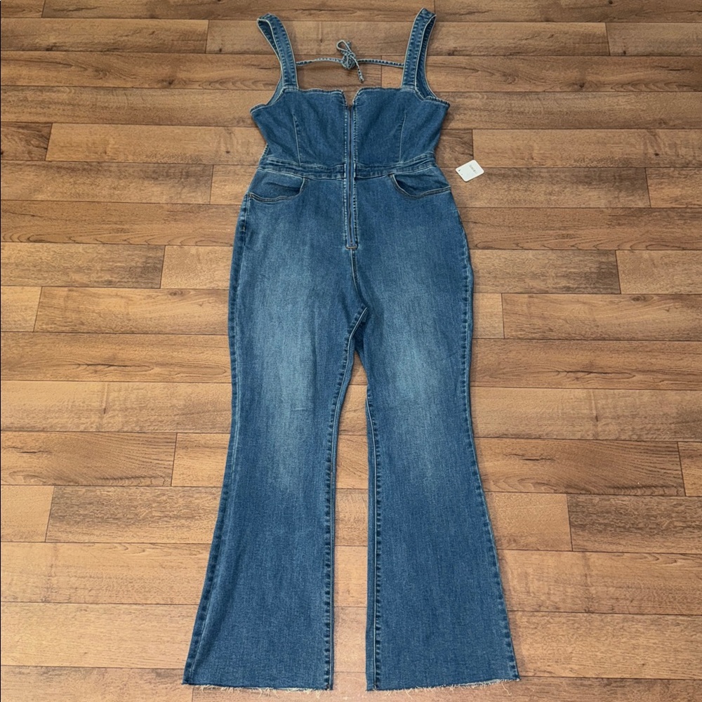 We The Free Size 16 Curvy 2nd Ave One Piece Denim Jumpsuit Blue NWT Plus Size